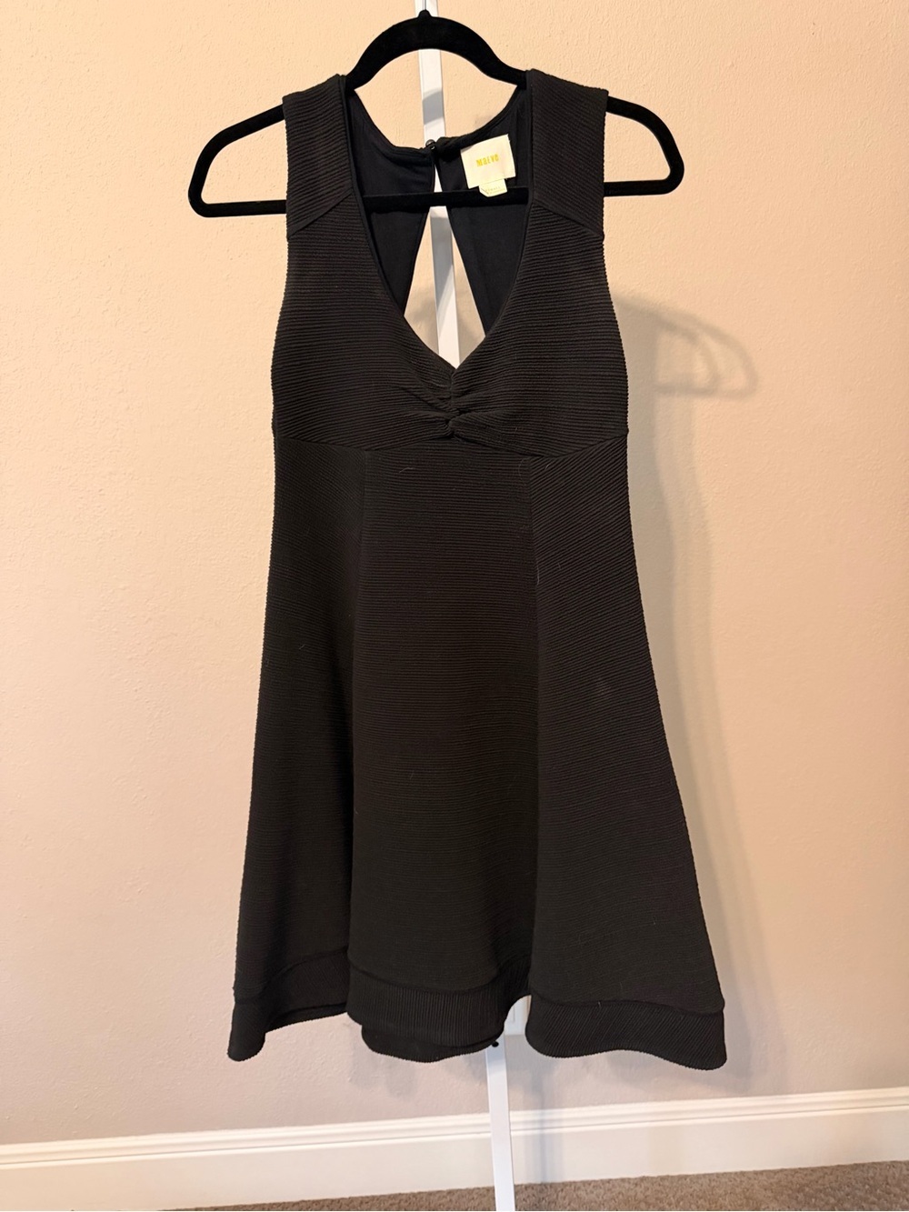 Maeve Black Textured Sleeveless V-Neck Dress